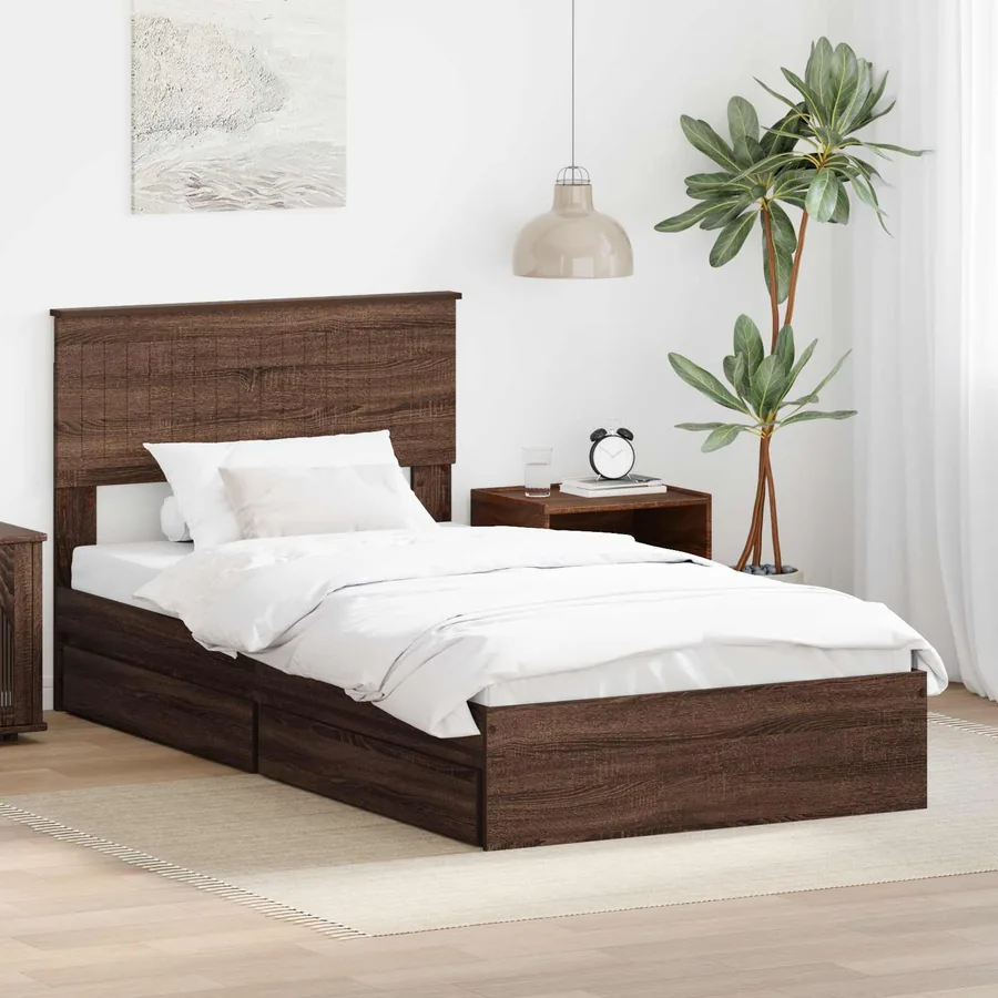 Lit de Rangement Chêne brun 100 x 200 cm Bois d'ingénierie