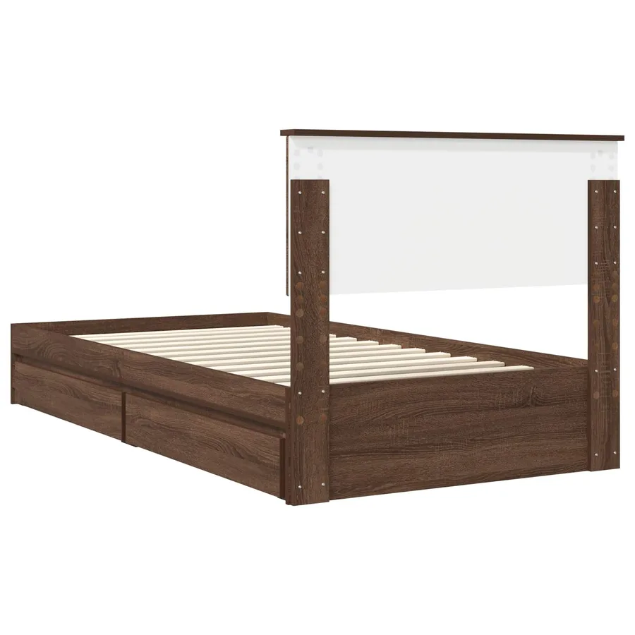 Lit de Rangement Chêne brun 100 x 200 cm Bois d'ingénierie - 10