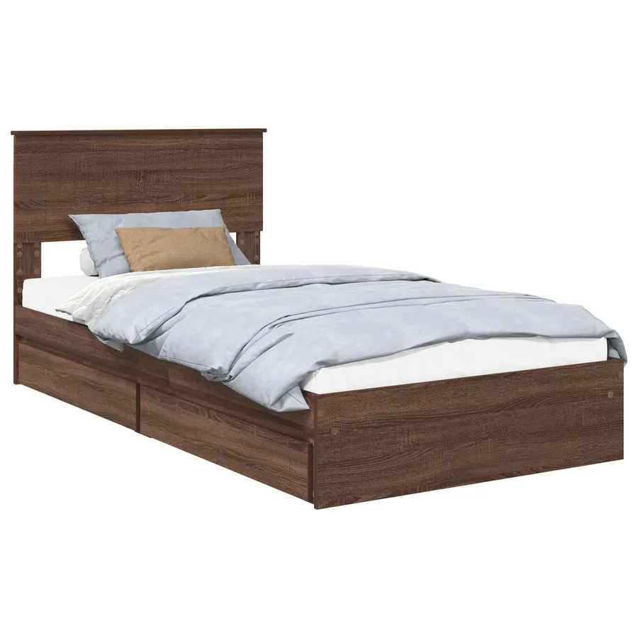 Lit de Rangement Chêne brun 100 x 200 cm Bois d'ingénierie - 2