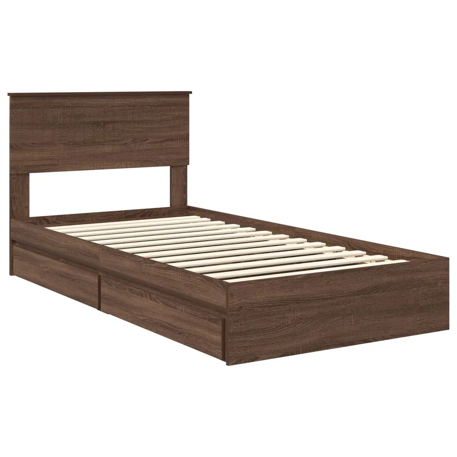 Lit de Rangement Chêne brun 100 x 200 cm Bois d'ingénierie - 4