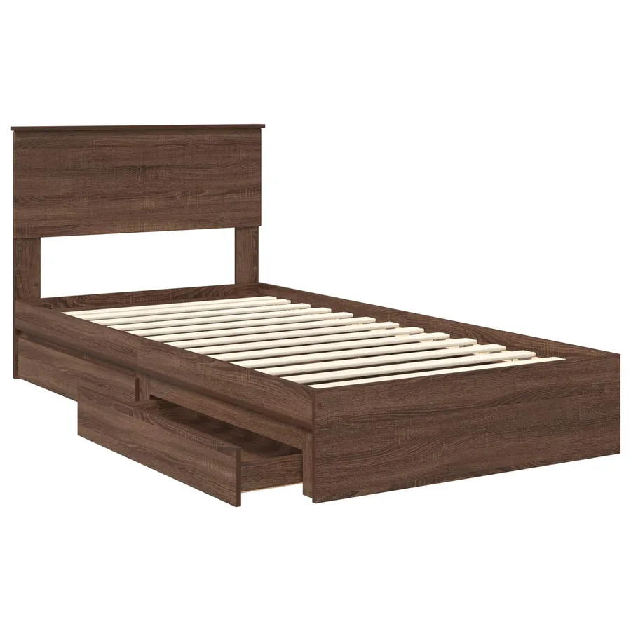 Lit de Rangement Chêne brun 100 x 200 cm Bois d'ingénierie - 5