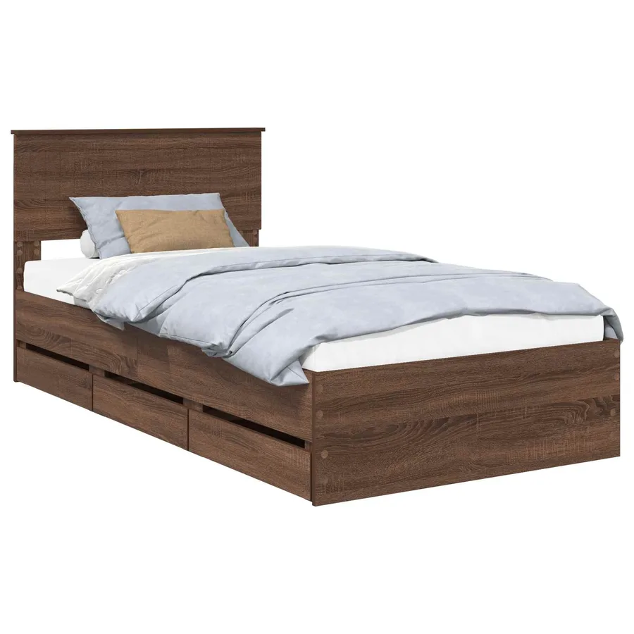 Cadre de lit Chêne brun 100 x 200 cm Bois Ingénierie - 2