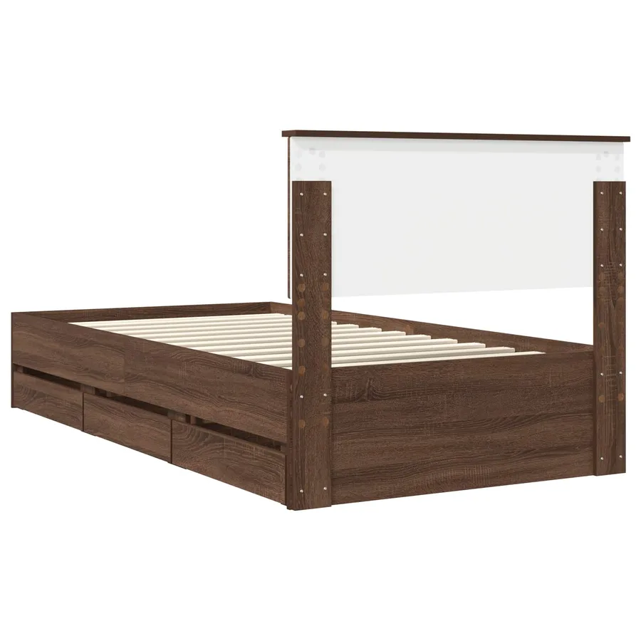 Cadre de lit Chêne brun 100 x 200 cm Bois Ingénierie - 8