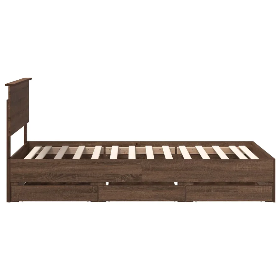 Cadre de lit Chêne brun 100 x 200 cm Bois Ingénierie - 9