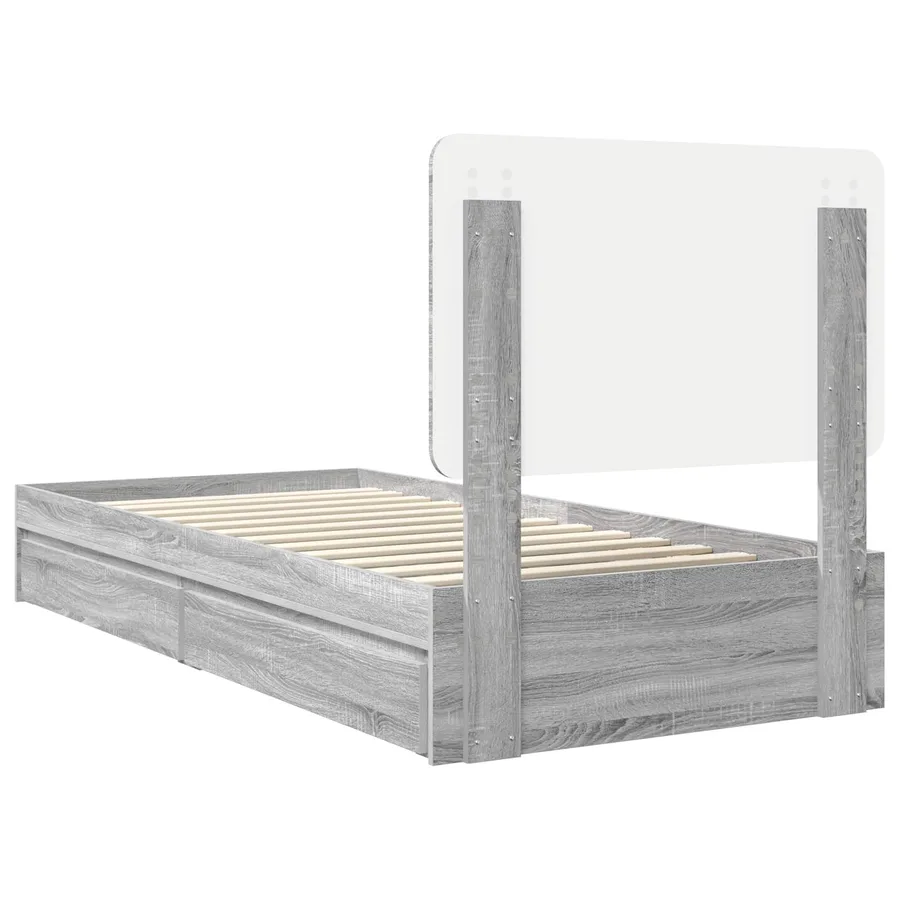 Lit de Rangement Gris Sonoma 90 x 190 cm Bois d'ingénierie - 10
