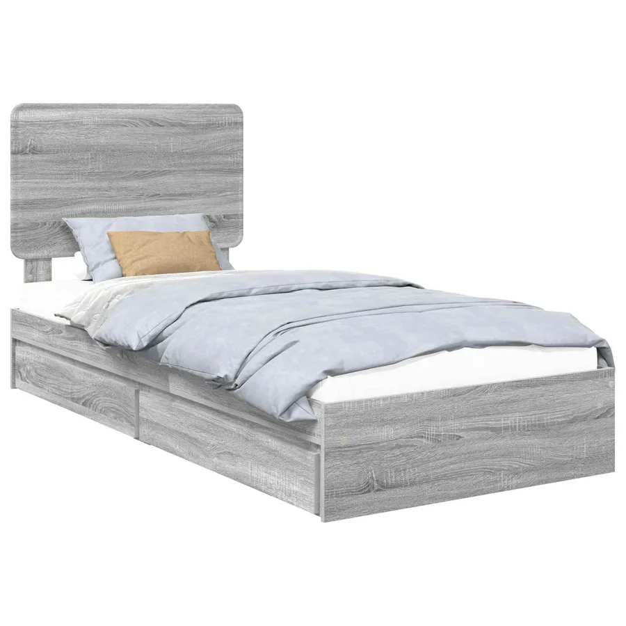 Lit de Rangement Gris Sonoma 90 x 190 cm Bois d'ingénierie - 2