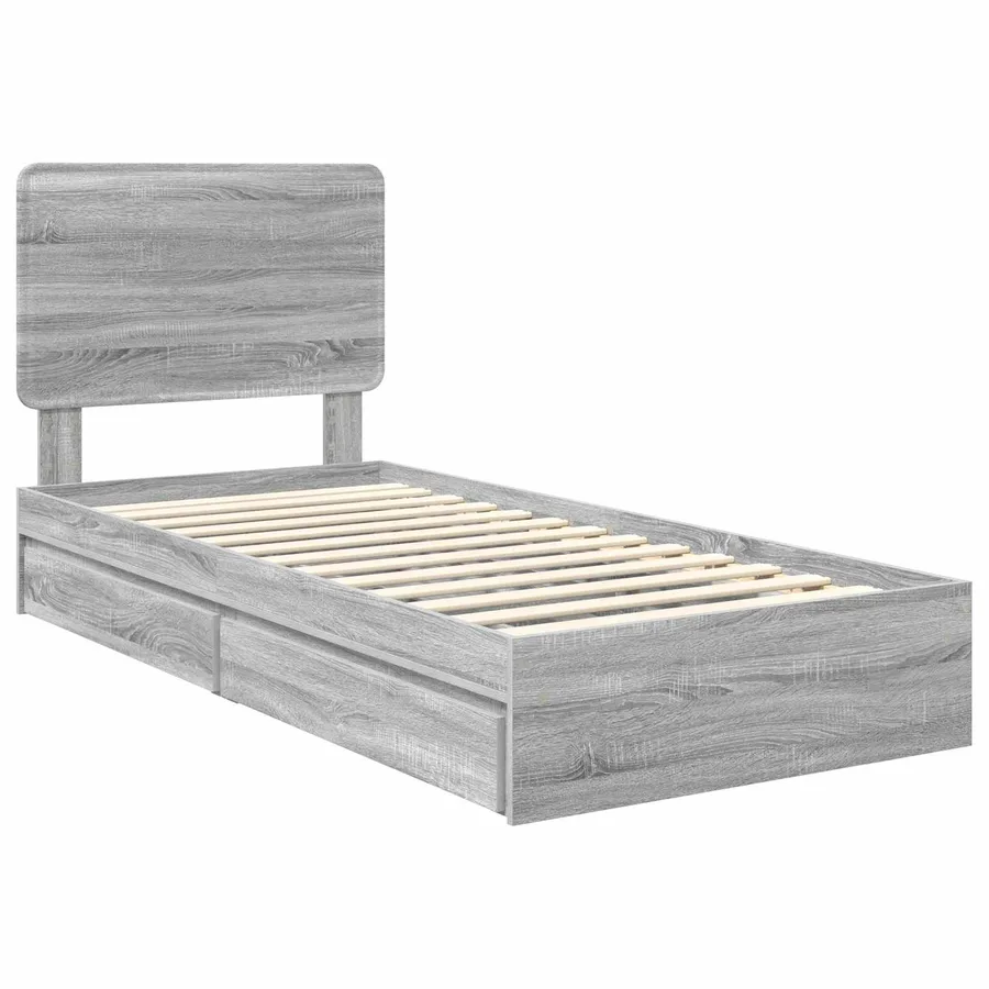 Lit de Rangement Gris Sonoma 90 x 190 cm Bois d'ingénierie - 4