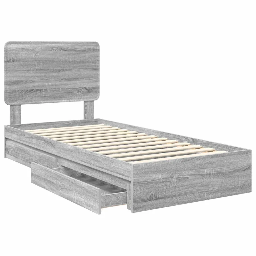 Lit de Rangement Gris Sonoma 90 x 190 cm Bois d'ingénierie - 5