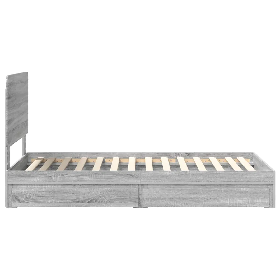 Lit de Rangement Gris Sonoma 90 x 190 cm Bois d'ingénierie - 9