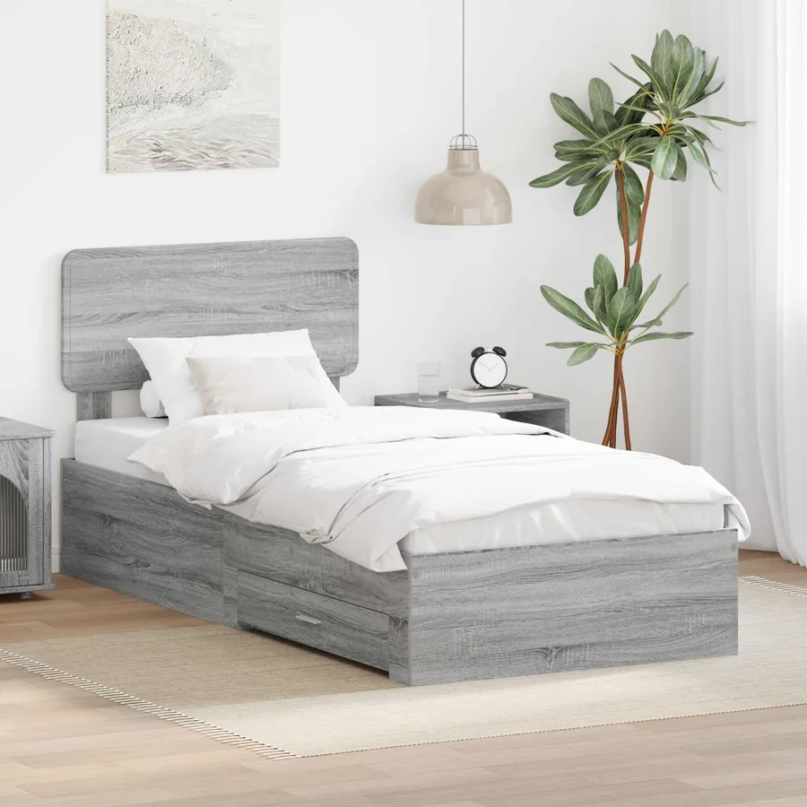 Cadre de lit Gris Sonoma 100 x 200 cm Bois d'ingénierie