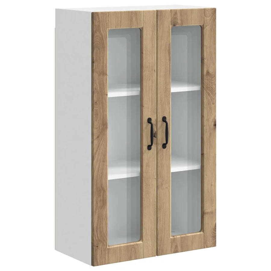 Cabinet en verre mural PORTO Chêne artisanal 60 x 31 x 100 cm - 2