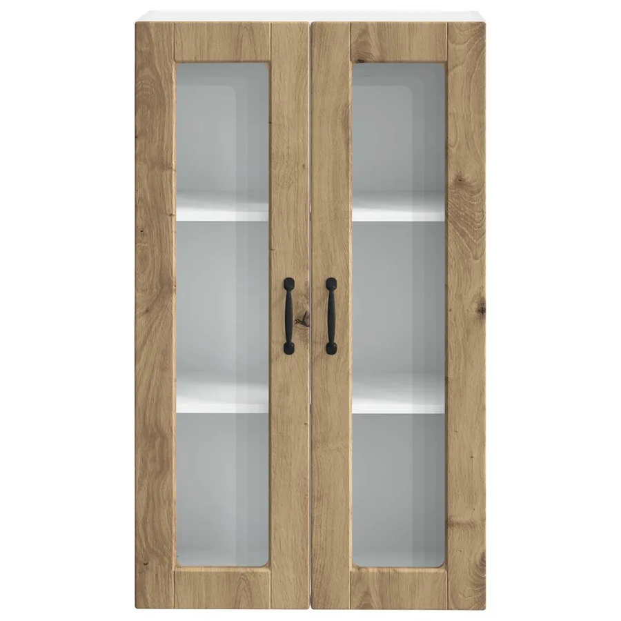 Cabinet en verre mural PORTO Chêne artisanal 60 x 31 x 100 cm - 6