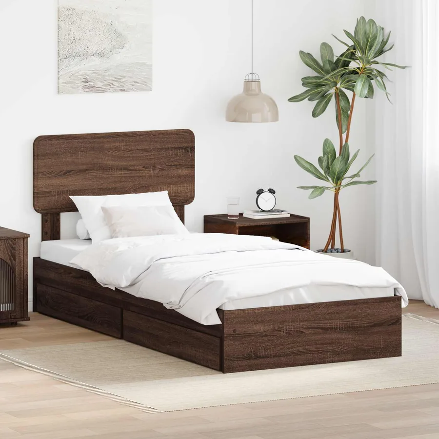 Lit de Rangement Chêne brun 100 x 200 cm Bois d'ingénierie