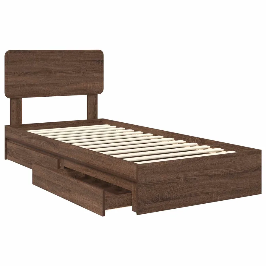 Lit de Rangement Chêne brun 100 x 200 cm Bois d'ingénierie - 5