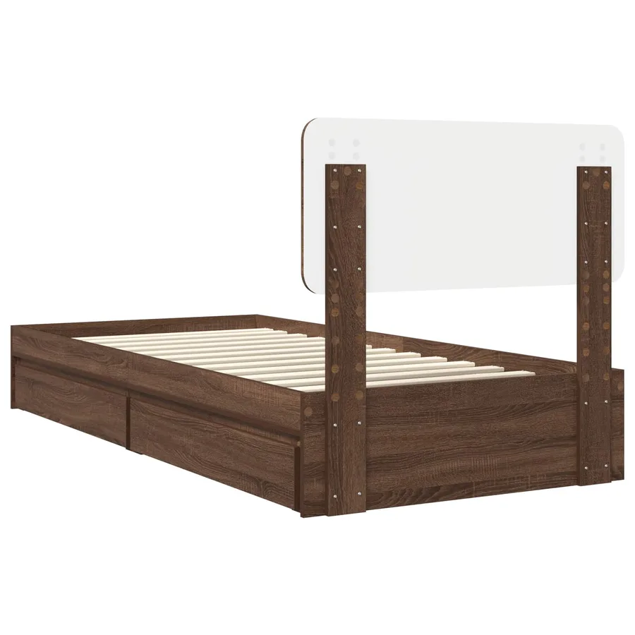 Lit de Rangement Chêne brun 100 x 200 cm Bois d'ingénierie - 8