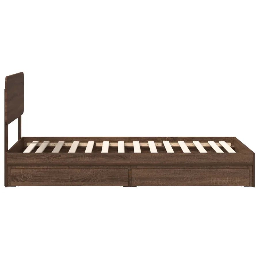 Lit de Rangement Chêne brun 100 x 200 cm Bois d'ingénierie - 9