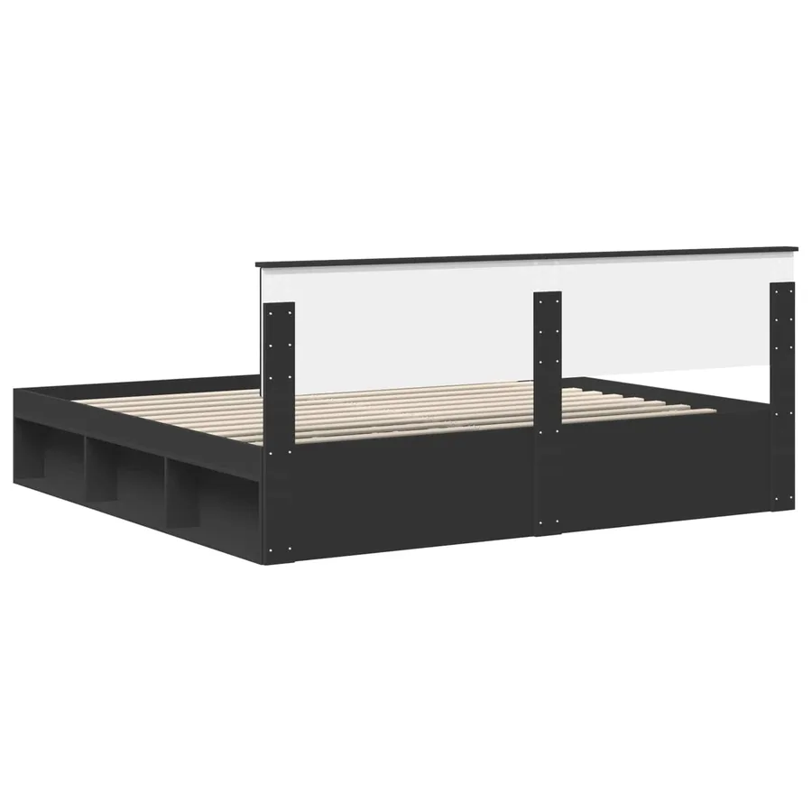 Cadre de lit avec tête de lit Noir 200 x 200 cm Pin massif - 9
