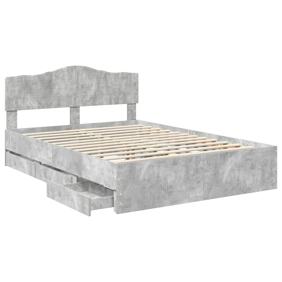 Cadre de lit Gris béton 160 x 200 cm Bois Ingénierie - 5