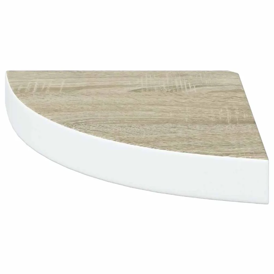 Étagère d'angle murale Chêne et blanc 25x25x3,8 cm MDF - 5
