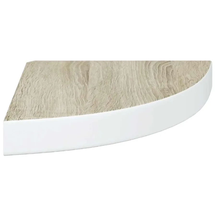 Étagère d'angle murale Chêne et blanc 25x25x3,8 cm MDF - 6
