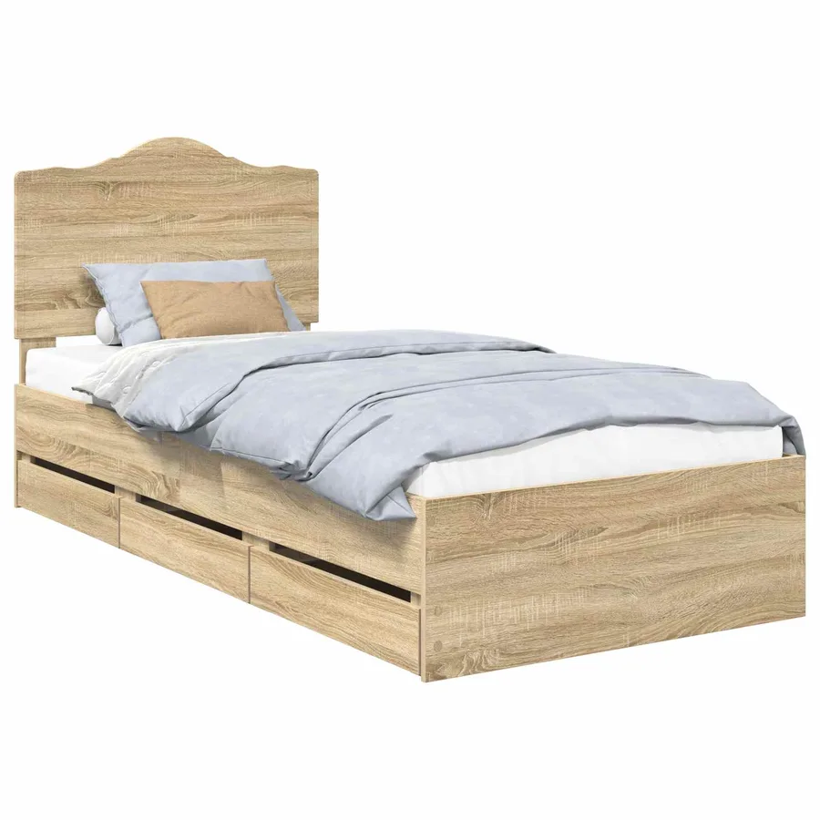 Cadre de lit Chêne Sonoma 90 x 200 cm Bois Ingénierie - 2