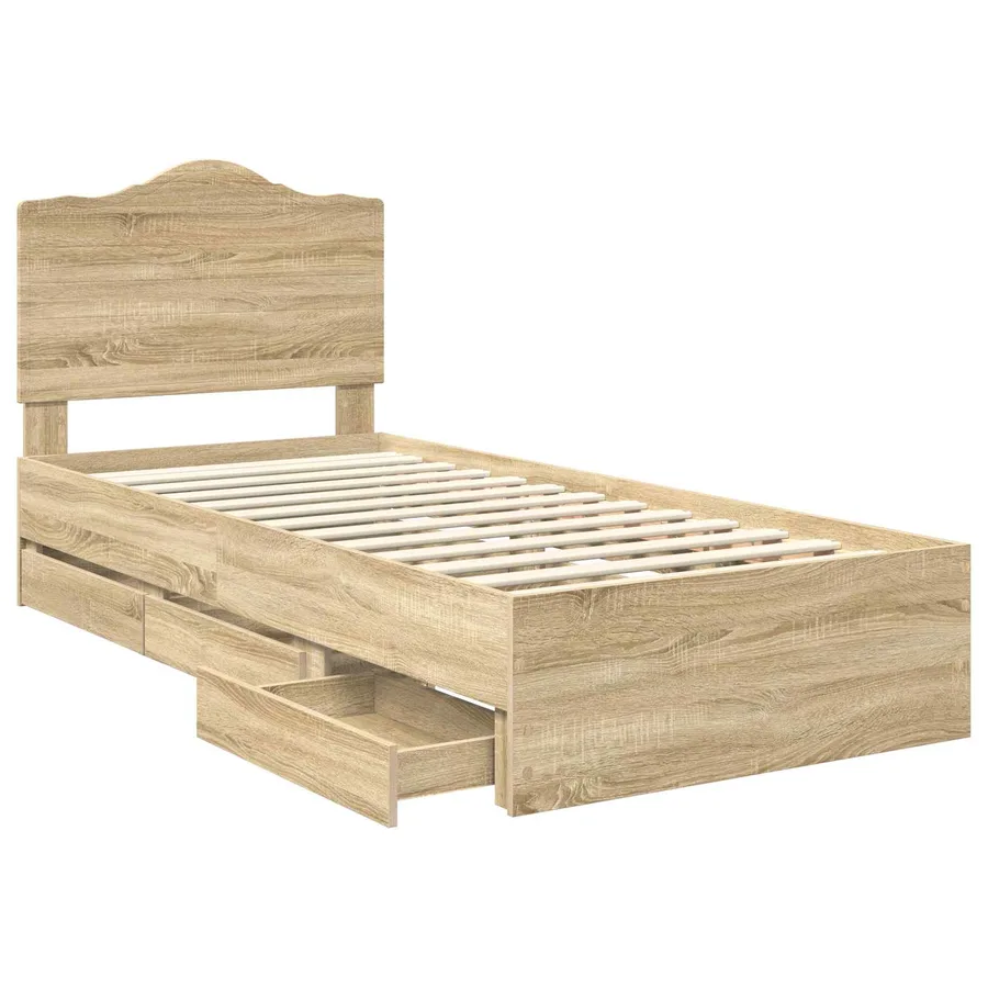 Cadre de lit Chêne Sonoma 90 x 200 cm Bois Ingénierie - 5