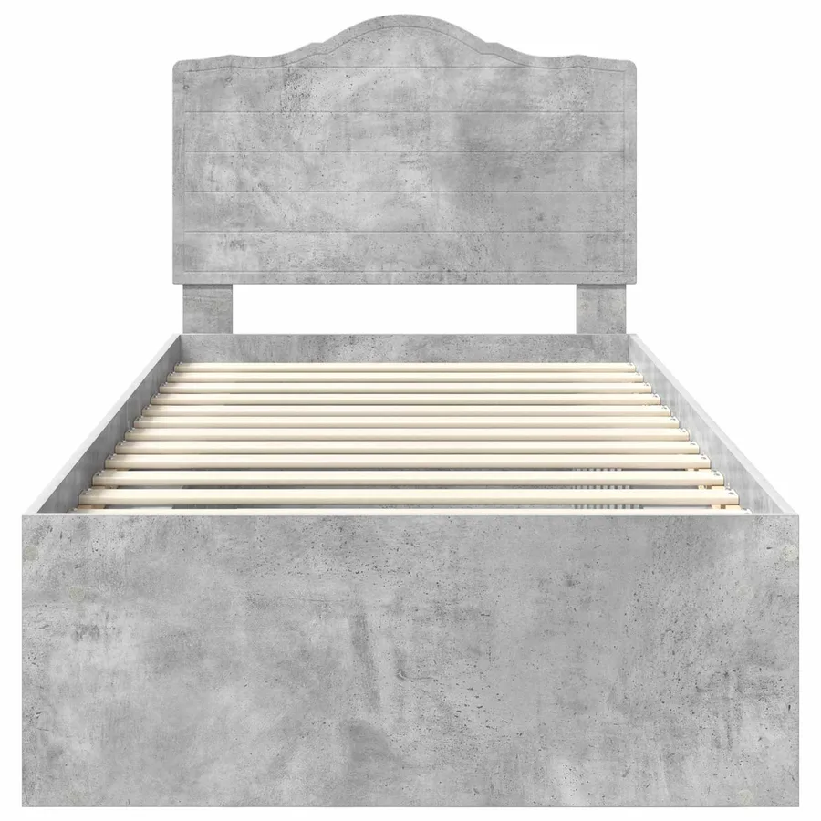 Cadre de lit avec tête de lit Béton 90 x 200 cm Pin massif - 7
