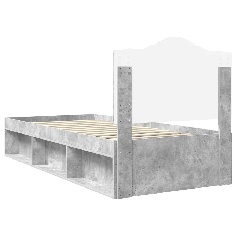 Cadre de lit avec tête de lit Béton 90 x 200 cm Pin massif - 9