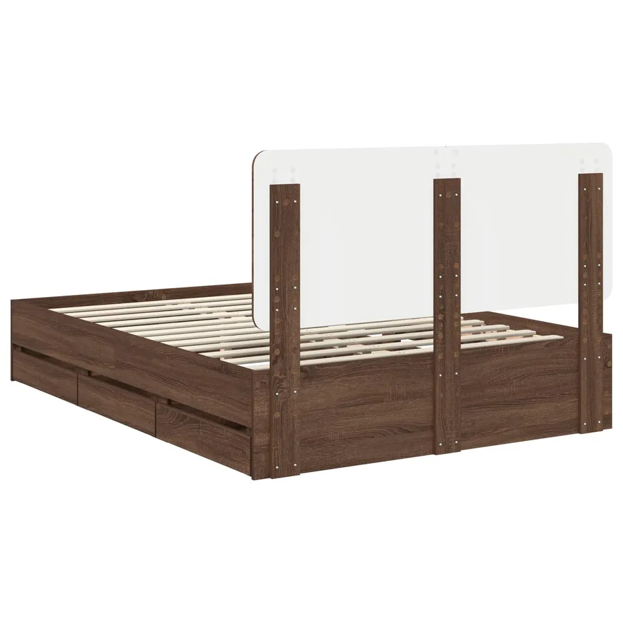 Cadre de lit Chêne brun 150 x 200 cm Bois Ingénierie - 10