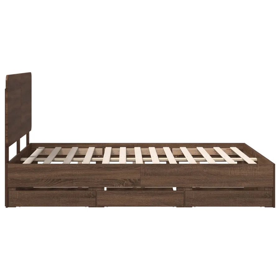 Cadre de lit Chêne brun 150 x 200 cm Bois Ingénierie - 9
