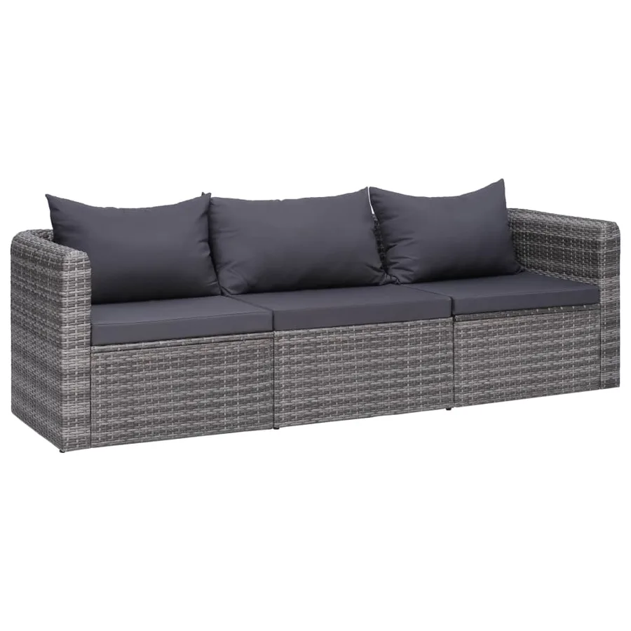 Salon de jardin 9 pcs avec coussins Résine tressée Gris - 14