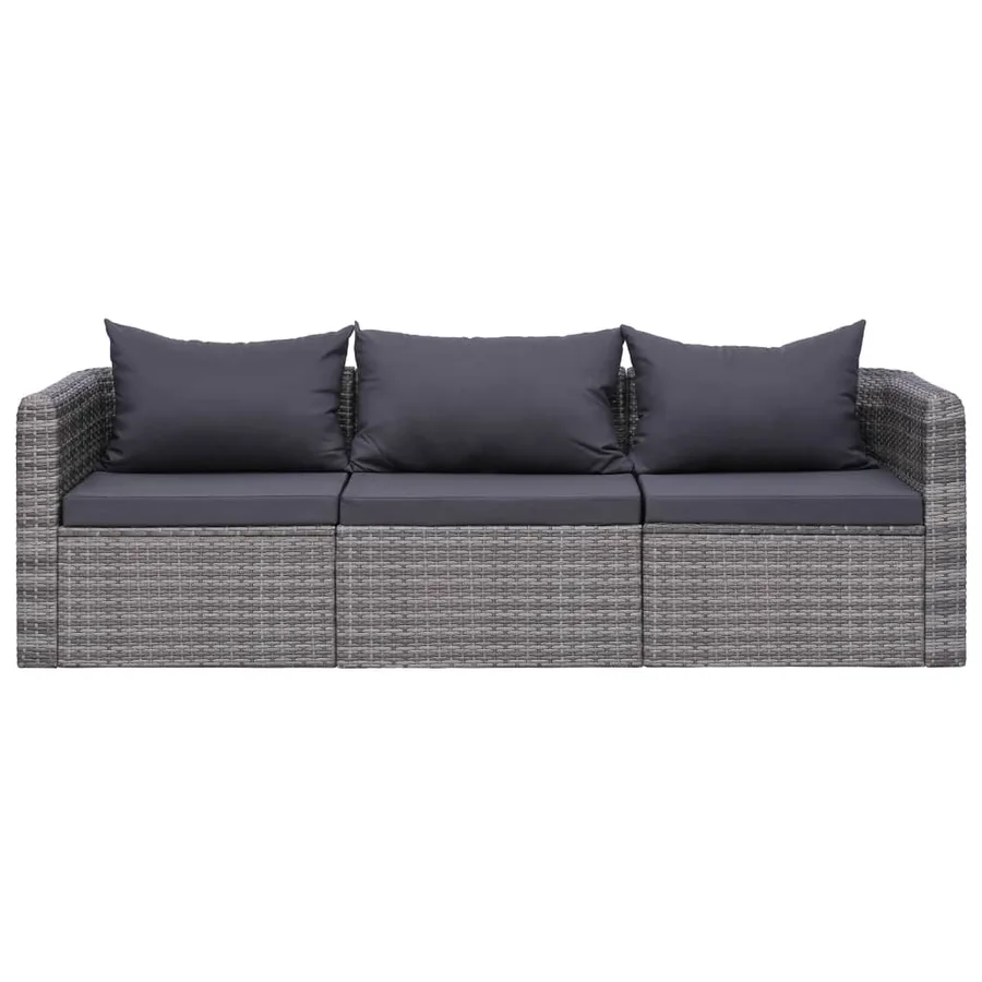 Salon de jardin 9 pcs avec coussins Résine tressée Gris - 16