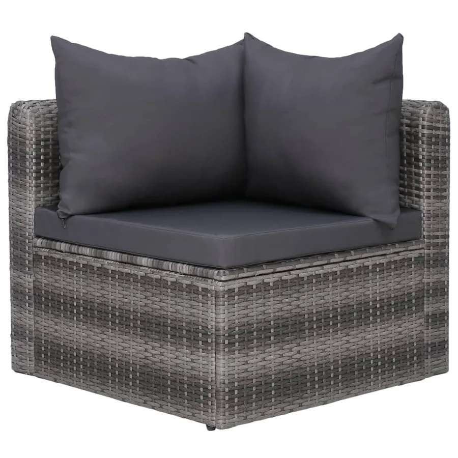 Salon de jardin 9 pcs avec coussins Résine tressée Gris - 4
