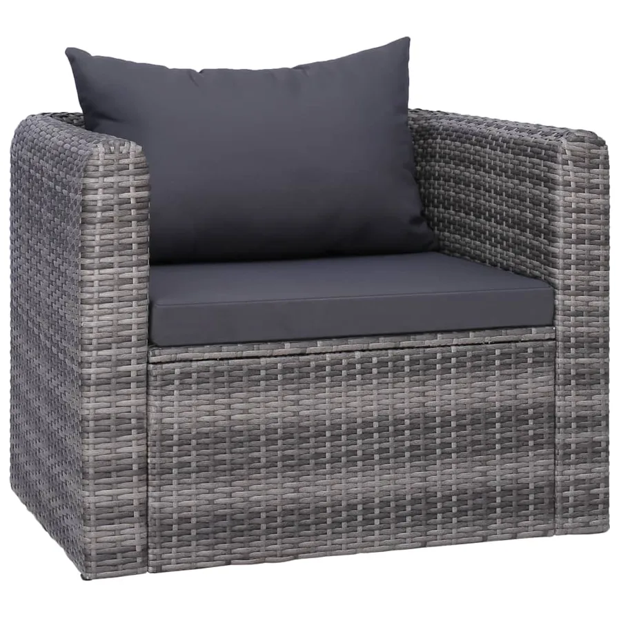 Salon de jardin 9 pcs avec coussins Résine tressée Gris - 5