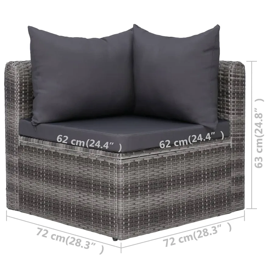 Salon de jardin 9 pcs avec coussins Résine tressée Gris - 9