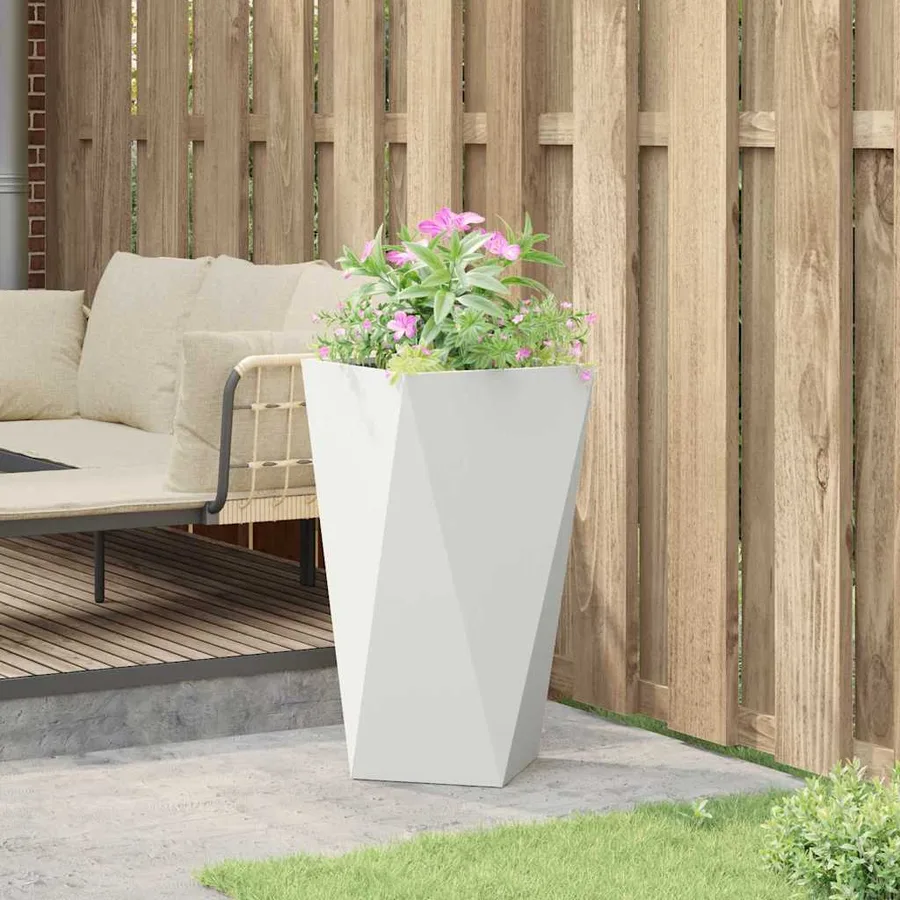 Jardinière Blanc 40 x 40 x 75 cm Acier - 4