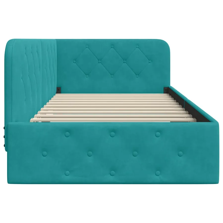 Cadre de lit d'angle Turquoise 90 x 200 cm Velours - 6