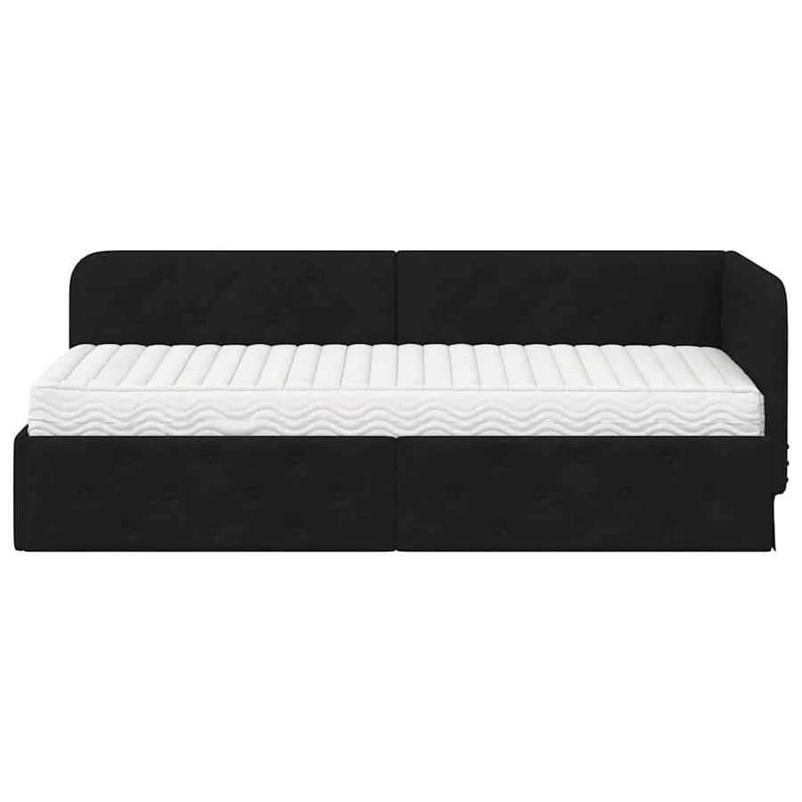 Cadre de lit d'angle Noir 80 x 200 cm tissu - 5