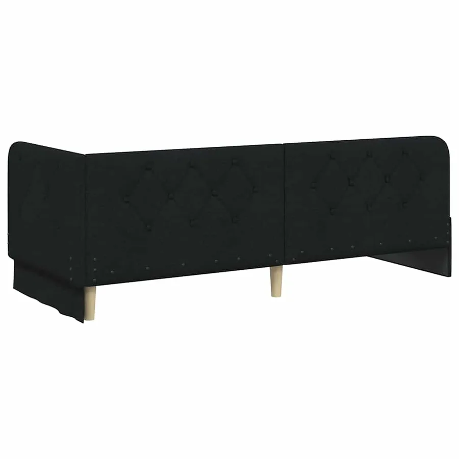 Cadre de lit d'angle Noir 80 x 200 cm tissu - 9