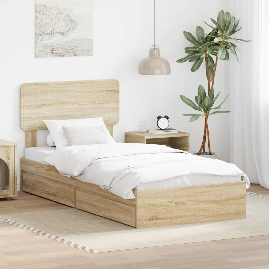Lit de Rangement Chêne Sonoma 100 x 200 cm Bois d'ingénierie