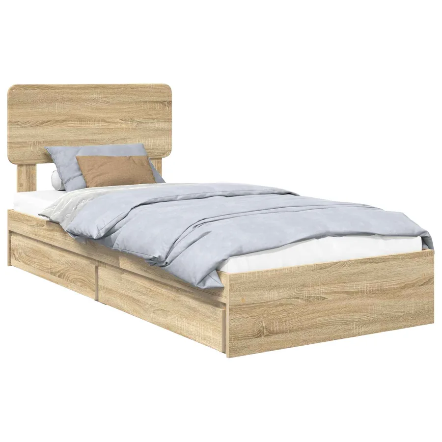 Lit de Rangement Chêne Sonoma 100 x 200 cm Bois d'ingénierie - 2