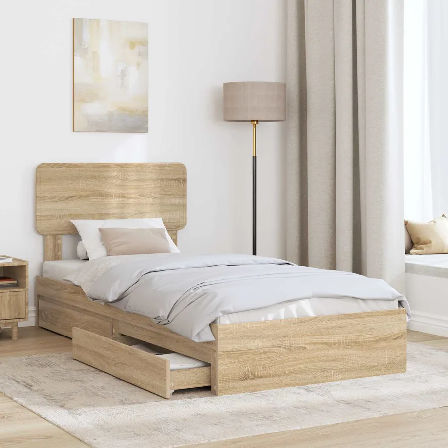 Lit de Rangement Chêne Sonoma 100 x 200 cm Bois d'ingénierie - 3