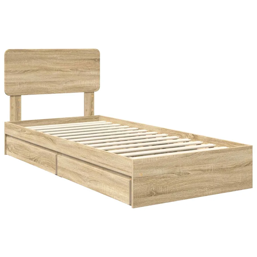 Lit de Rangement Chêne Sonoma 100 x 200 cm Bois d'ingénierie - 4