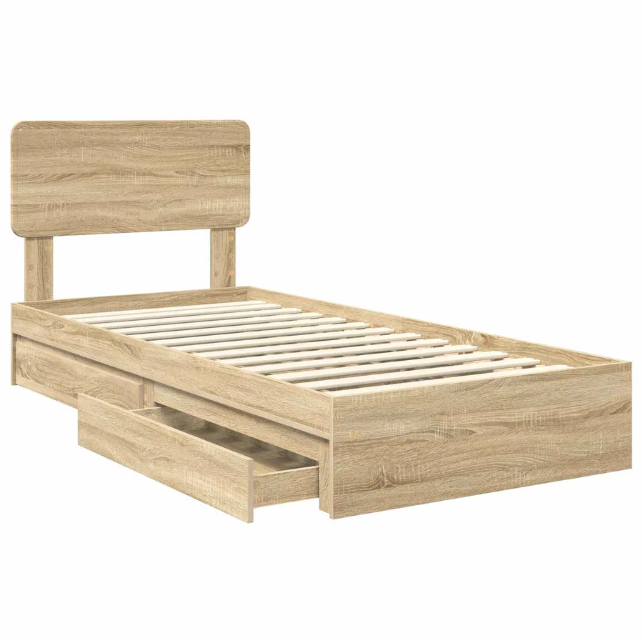 Lit de Rangement Chêne Sonoma 100 x 200 cm Bois d'ingénierie - 5