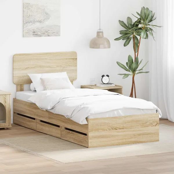 Cadre de lit Chêne Sonoma 100 x 200 cm Bois d’ingénierie