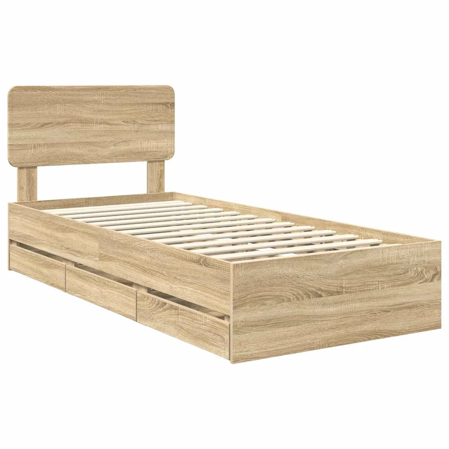 Cadre de lit Chêne Sonoma 100 x 200 cm Bois d’ingénierie - 4