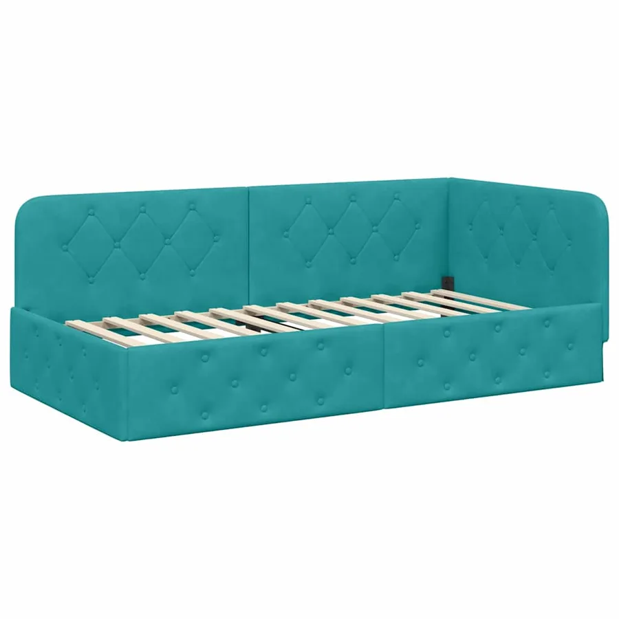 Cadre de lit d'angle Turquoise 90 x 200 cm Velours - 6