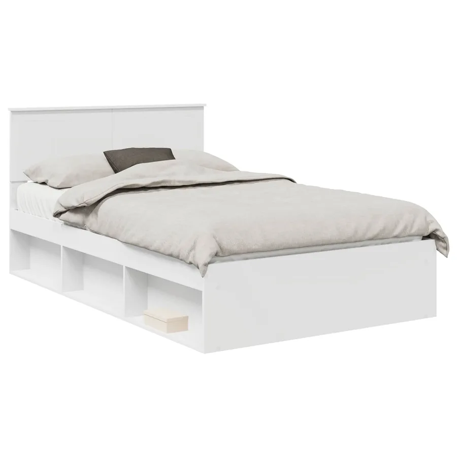 Cadre de lit avec tête de lit Blanc 120 x 190 cm Pin massif - 2