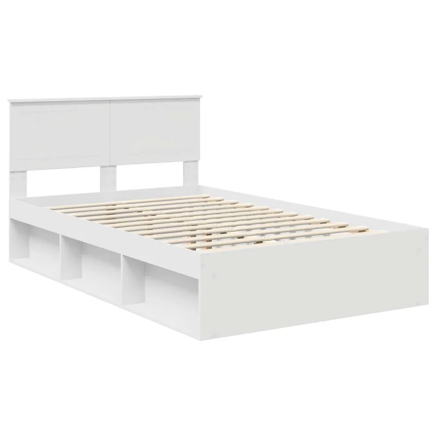 Cadre de lit avec tête de lit Blanc 120 x 190 cm Pin massif - 4
