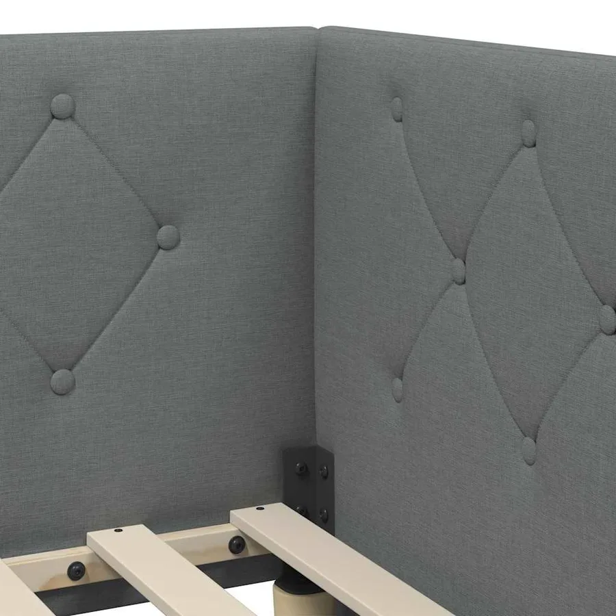 Cadre de lit d'angle Gris foncé 90 x 200 cm tissu - 10